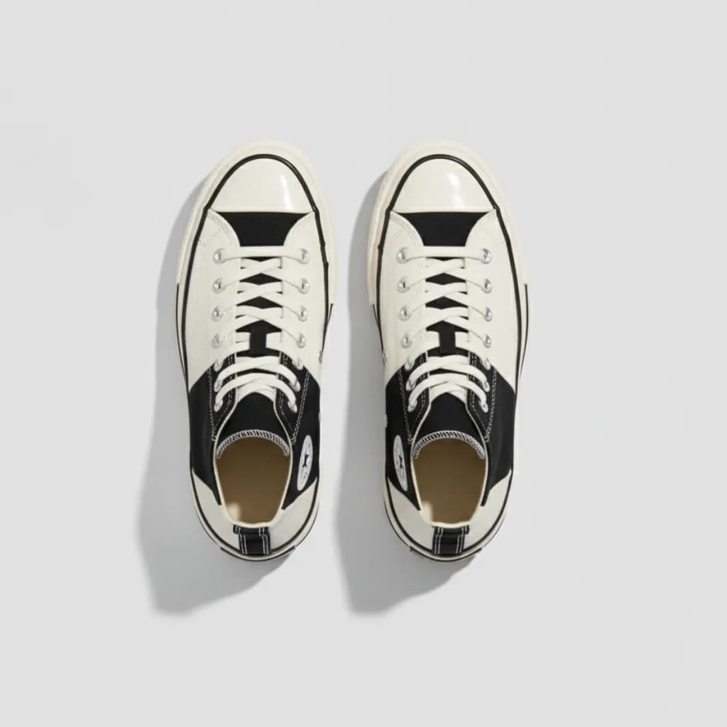 کتانی Converse High Top Black White Back View