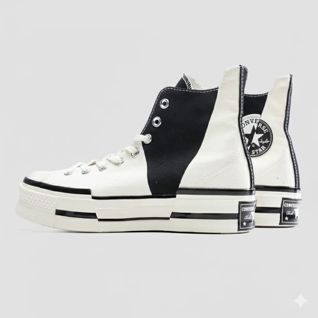 کتانی Converse High Top Black White Side Pair