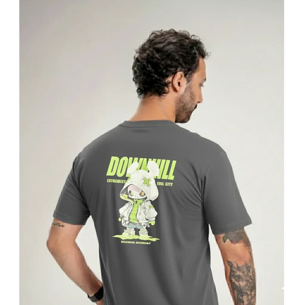 تیشرت Neromoda Downhill gray طوسی – نمای تنخور