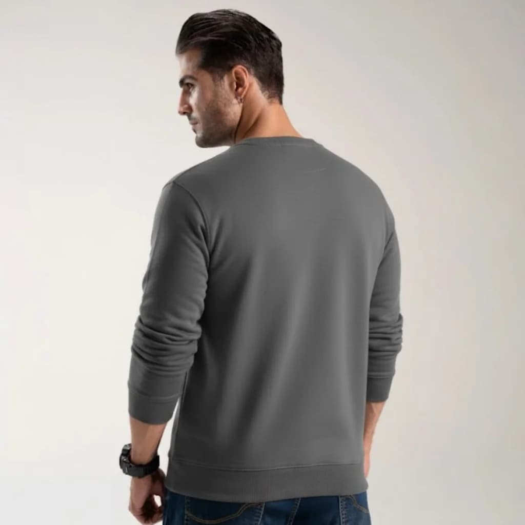 سویشرت neromoda crewneck طوسی – نمای تنخور