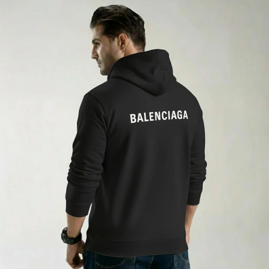 هودی بالنسیاگا اورسایز مشکی دورس پنبه (Balenciaga)